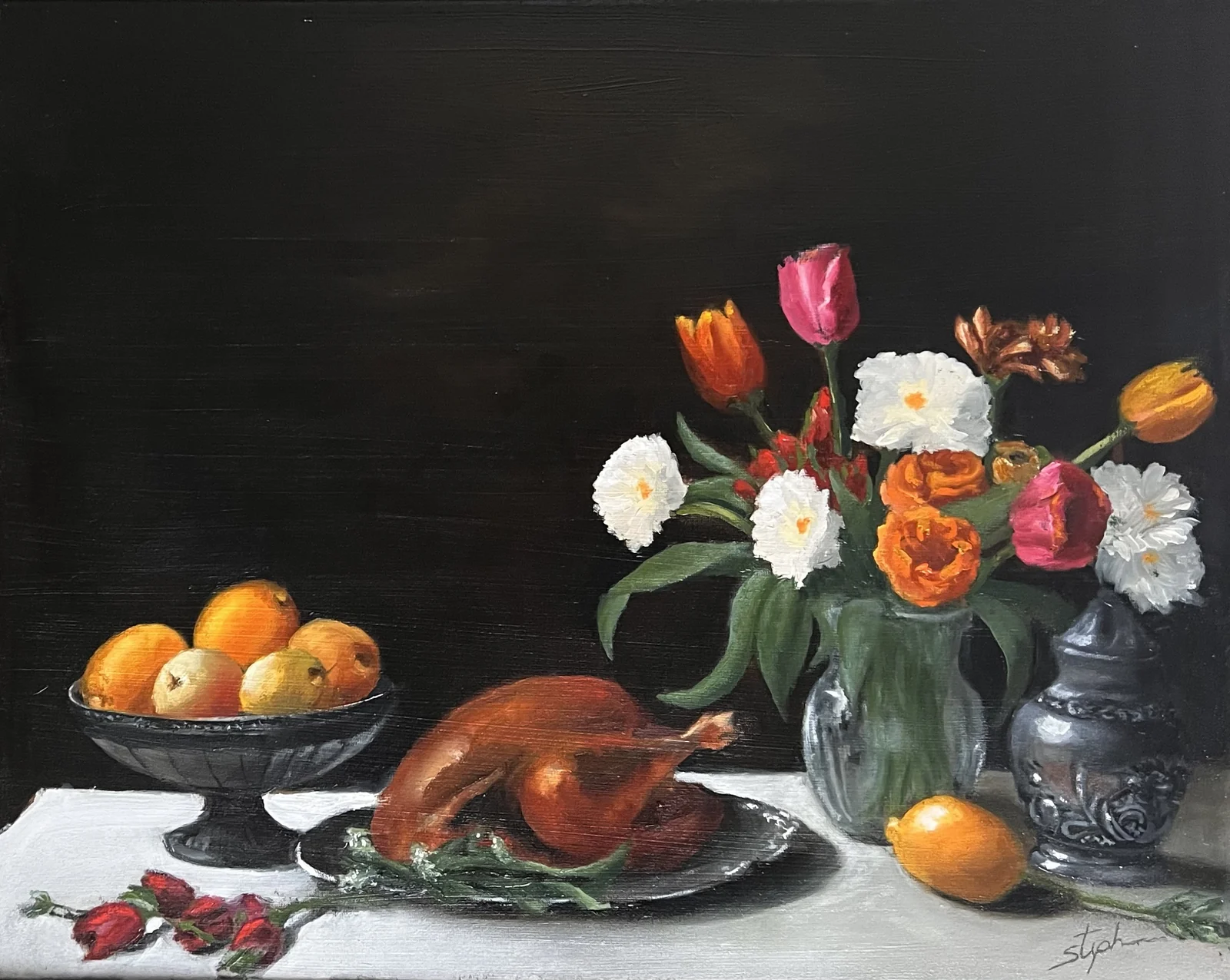 Stilleven met Bloemen en Gevogelte